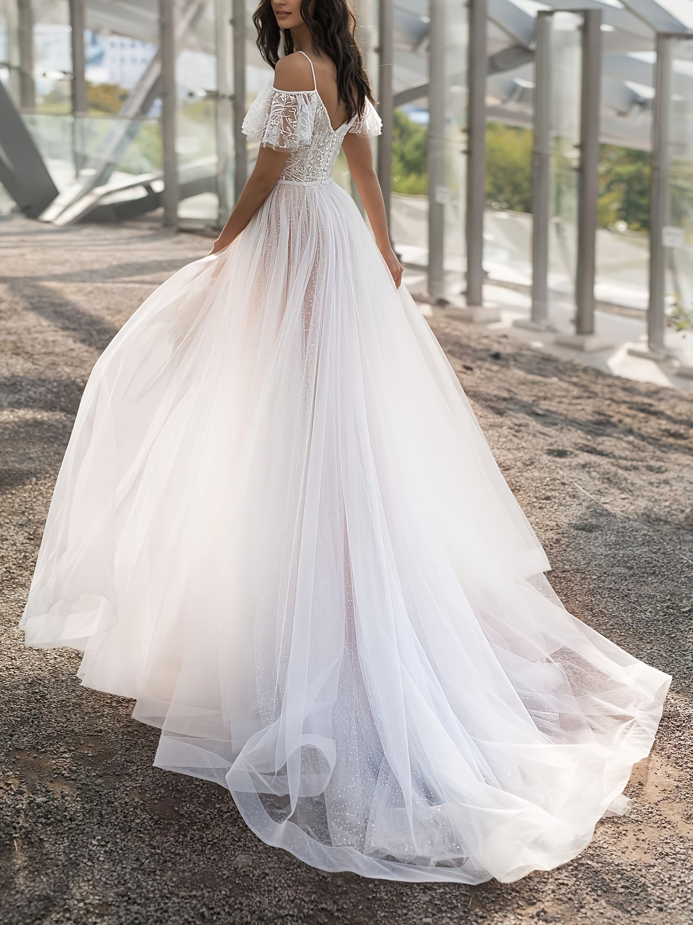 Women's Elegant Wedding Dress - Fit & Flare skirt, Machine Washable Bridal Gown for Wedding, Prom, Formal Events - One-Piece Long Dress