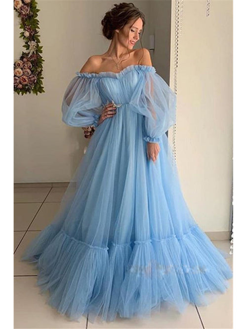 2025 New European and American Style Women's Fashion Off-Shoulder Mesh Long Sleeve Wedding Dress with Large Hem New Style