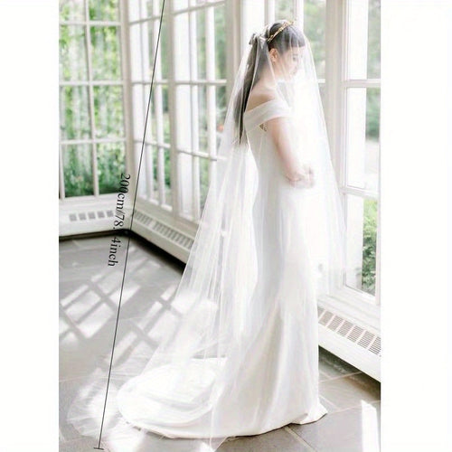 1pc of Bride Veil Simple Single-Layer Plain Veil Wedding Dress, Long Style for Engagement And Marriage, Giving Family And Friends Is a Good Gift, Suitable for Wedding Birthdays And Other Places, Fashionable And Elegant Party OPP Bag Packaging