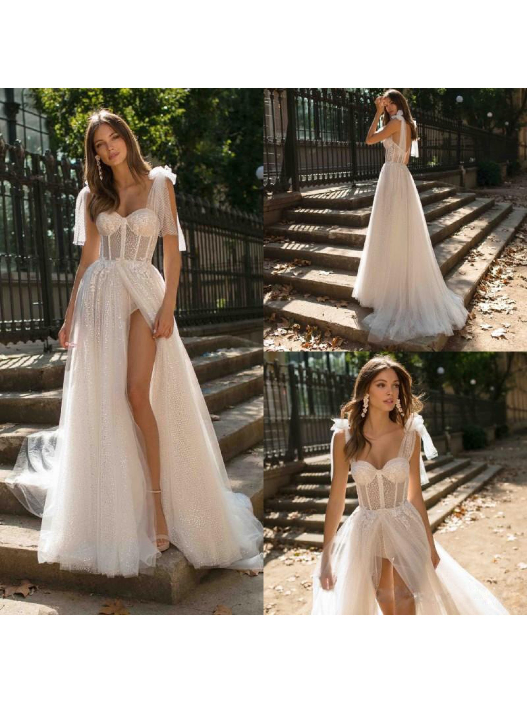 Women's Sexy Backless Wedding Dress - Elegant Formal gown with Waist-Cinching, Sleeveless Halter Neck, Butt-Lifting Fit, for Bridal, Prom, Party - Elegant Evening Gown, Bridal Wear, Sophisticated Construction, Slit Skirt, Prom Night